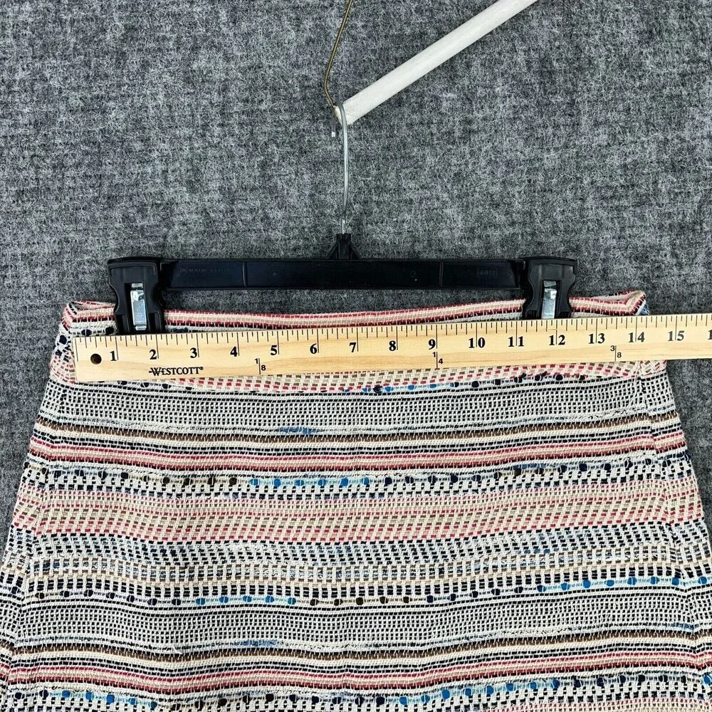 LOFT Skirt Womens‎ 4 Beige Woven Knit Fringe Mini Short A-Line Casual Festival